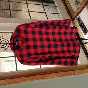 Lands' End Red and Black Checkered‎ Fleece Turtleneck Sz. L (14-16) Sweater
